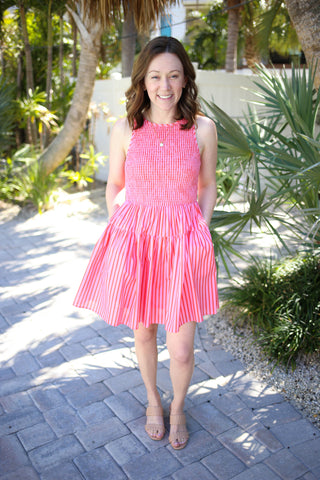 Pink and Orange Stripe Smocked Dress | Molly Entro