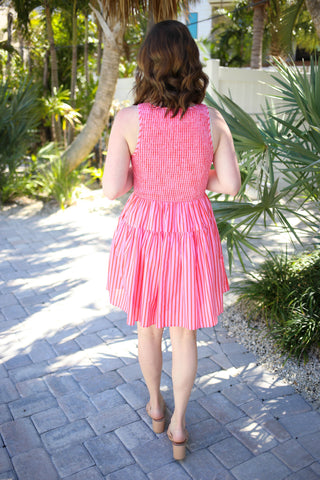 Pink and Orange Stripe Smocked Dress | Molly Entro