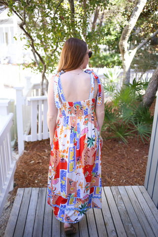 Multi Color Palm Print Scalloped Detail Dress | Ciara Entro