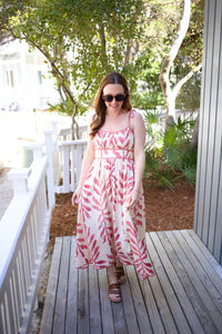Mauve Pink and Cream Printed Maxi Dress | Alecia Entro