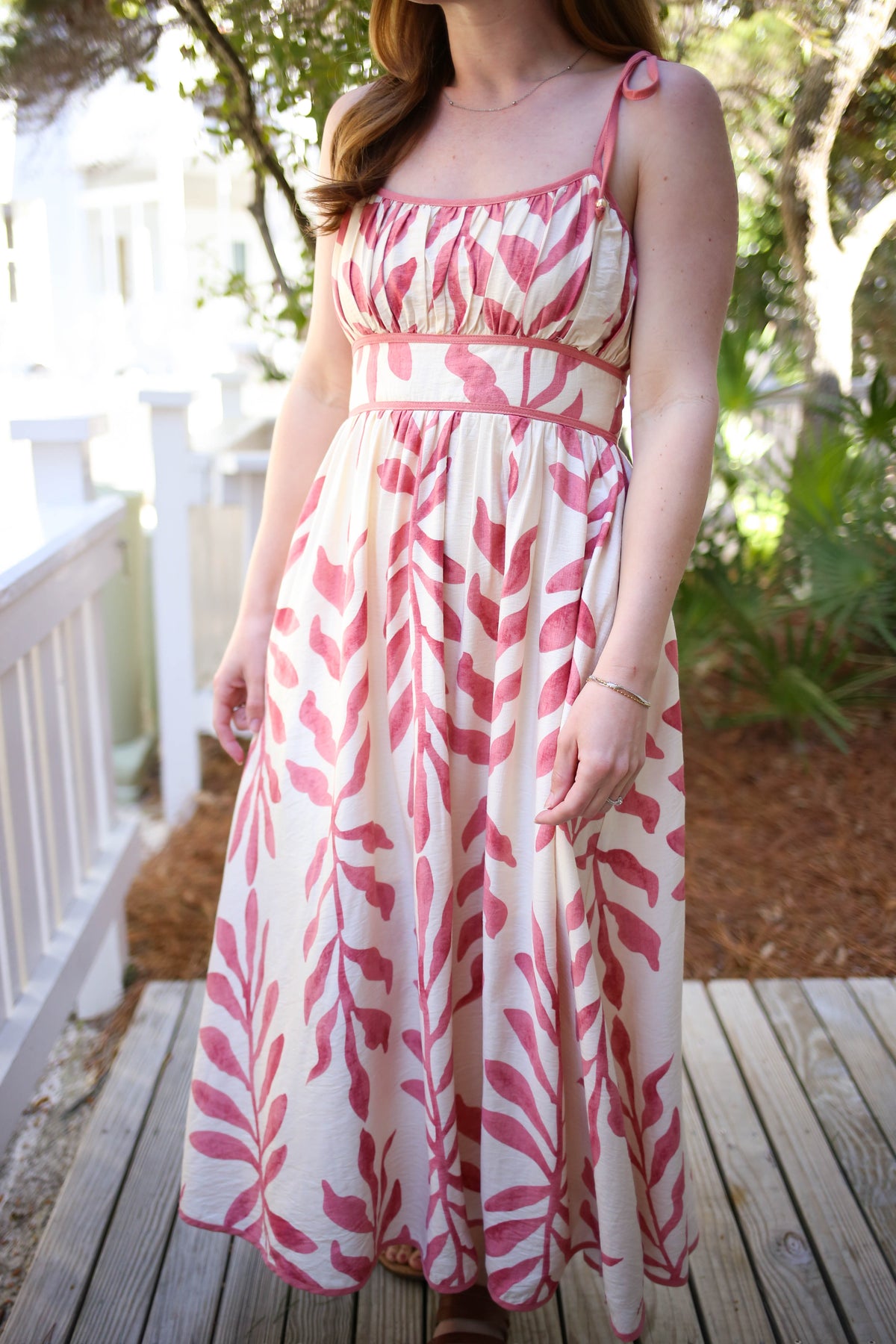 Mauve Pink and Cream Printed Maxi Dress | Alecia Entro