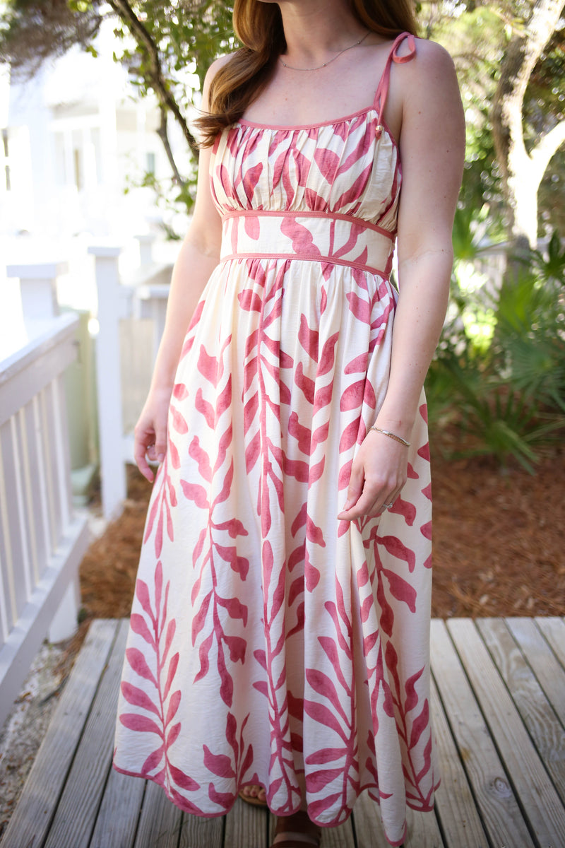 Mauve Pink and Cream Printed Maxi Dress | Alecia Entro
