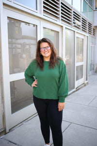 hunter green solid crewneck long sleeve