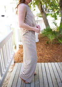 Mocha Stripe Tank and Pants Set | Melanie Jodifl