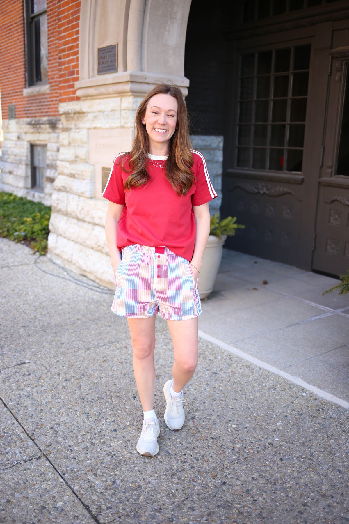 Red Blue Yellow and Orange Check Boxer Shorts | Sarah Very J