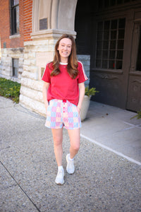 Red Blue Yellow and Orange Check Boxer Shorts | Sarah Very J