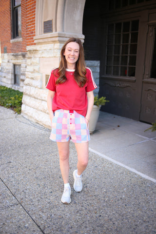 Red Blue Yellow and Orange Check Boxer Shorts | Sarah Very J