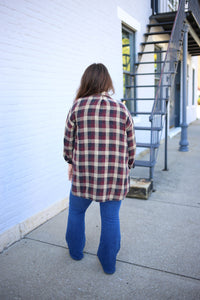 Plaid Ruffle Seam Detail Top | Boutique Elise | Becca Blu Pepper