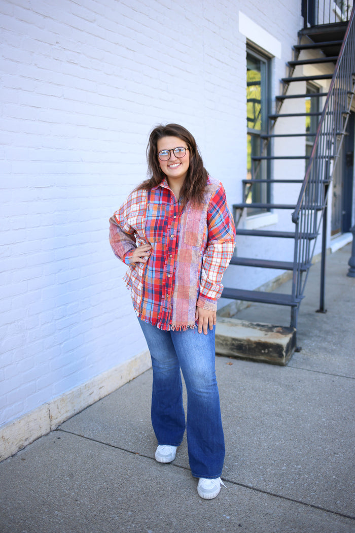 red and blue mixed detail flannel