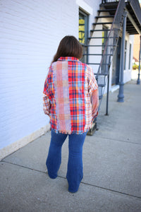 red and blue mixed detail flannel