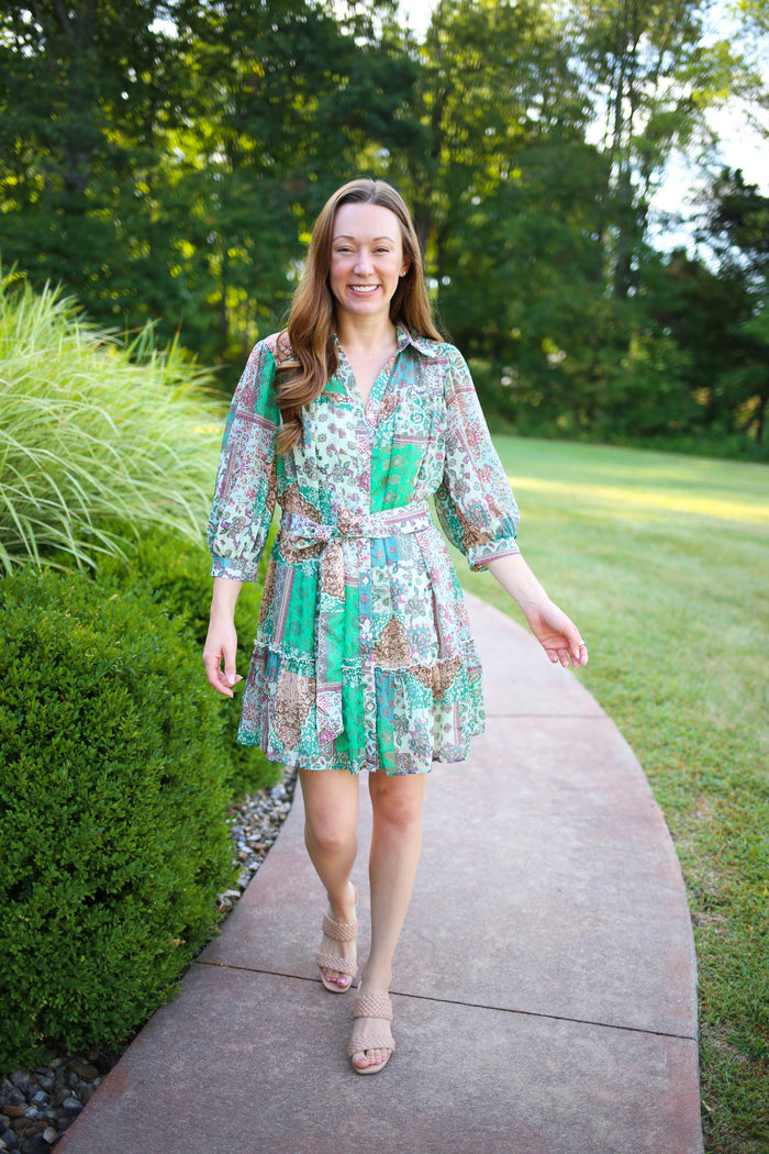Green Multi Paisley Print Dress | Boutique Elise | Payton Entro