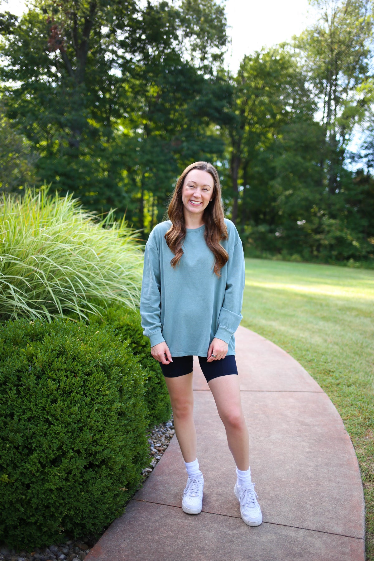 Mineral Washed Green Long Sleeve Top | Boutique Elise | Makenna Hyfve