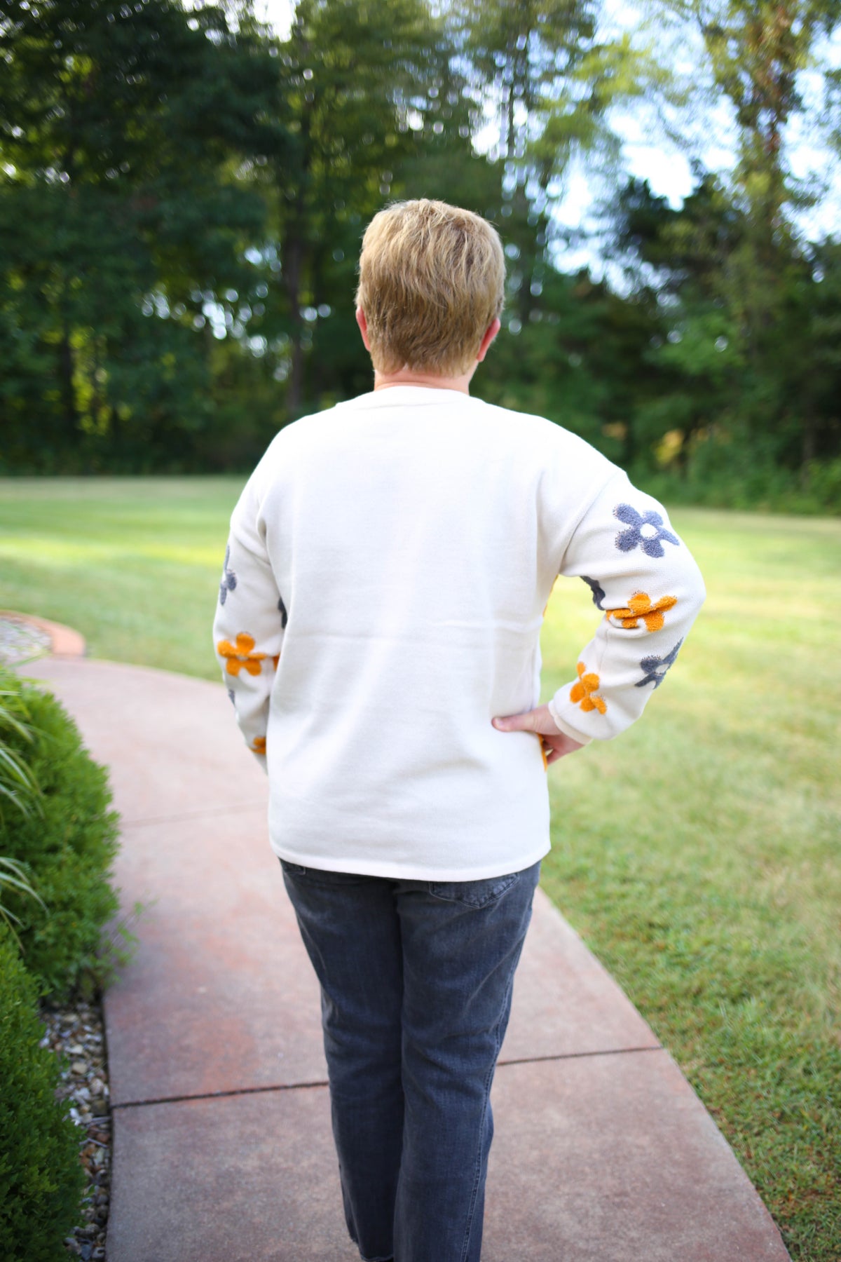 Yellow and Grey Floral Detail Sweater | Boutique Elise | Yara Staccato