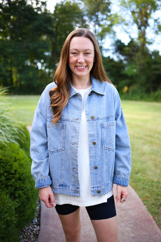 oversized light denim jacket