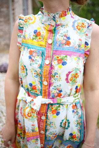 Bright Printed Tie Waist Midi Dress | Mindy Entro