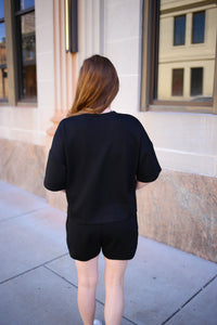 Black Short Sleeve Top and Shorts Set | Gabby Entro