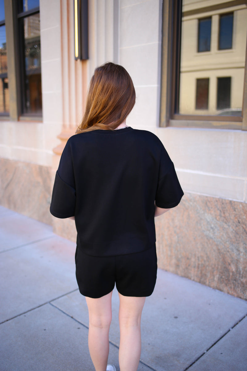 Black Short Sleeve Top and Shorts Set | Gabby Entro