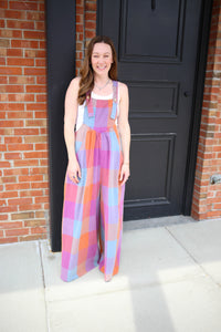 Berry Mixed Check Overalls | Gentry Easel