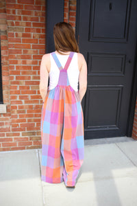 Berry Mixed Check Overalls | Gentry Easel