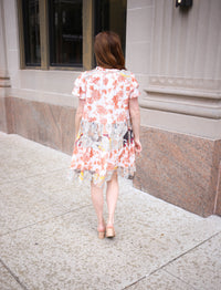 Mixed Print Tiered Hem Dress | Andrea Easel