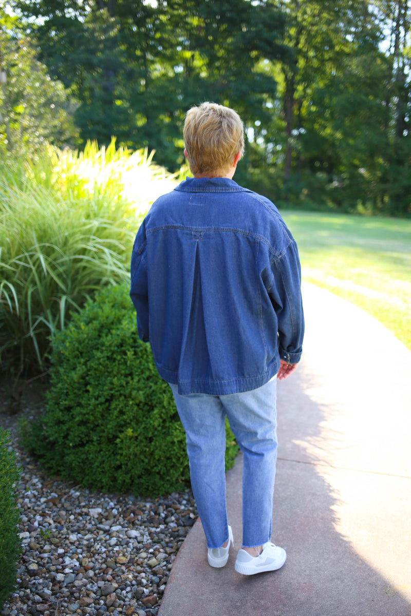 oversized dark denim jacket