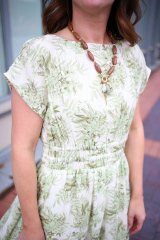 Light Green Floral Print Midi Dress | Leann Entro
