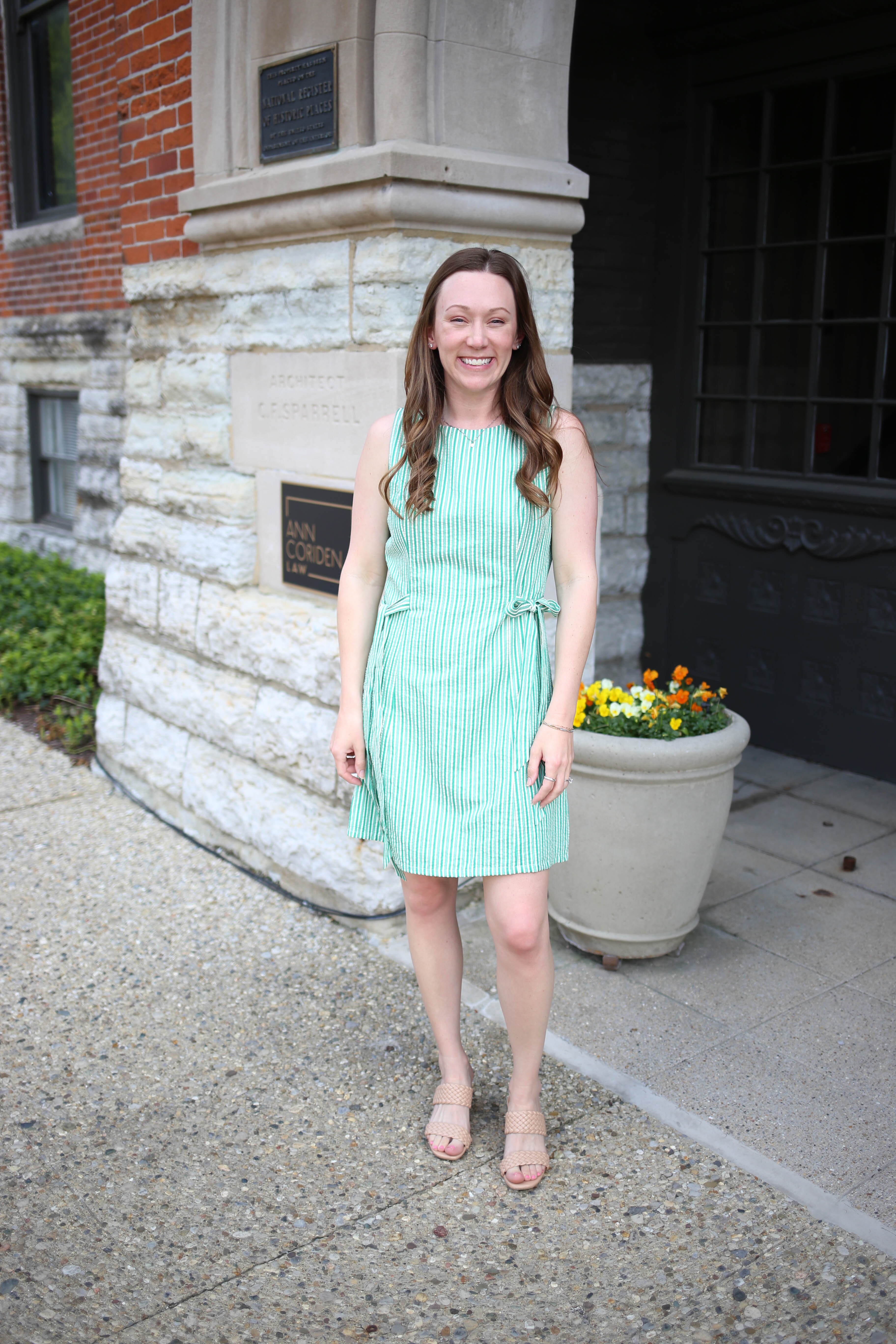 green stripe mini dress English Factory