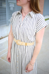 Black and Off-White Stripe Day Dress | Whitney Blu Pepper