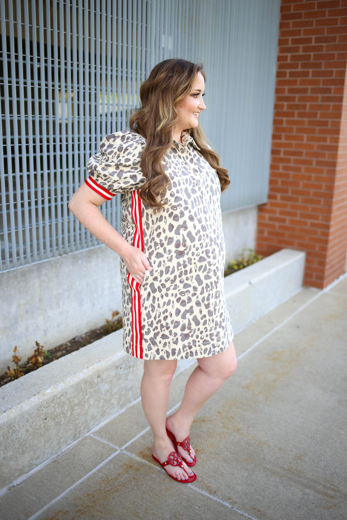 Leopard Print and Red Hem Dress | Lynn Entro