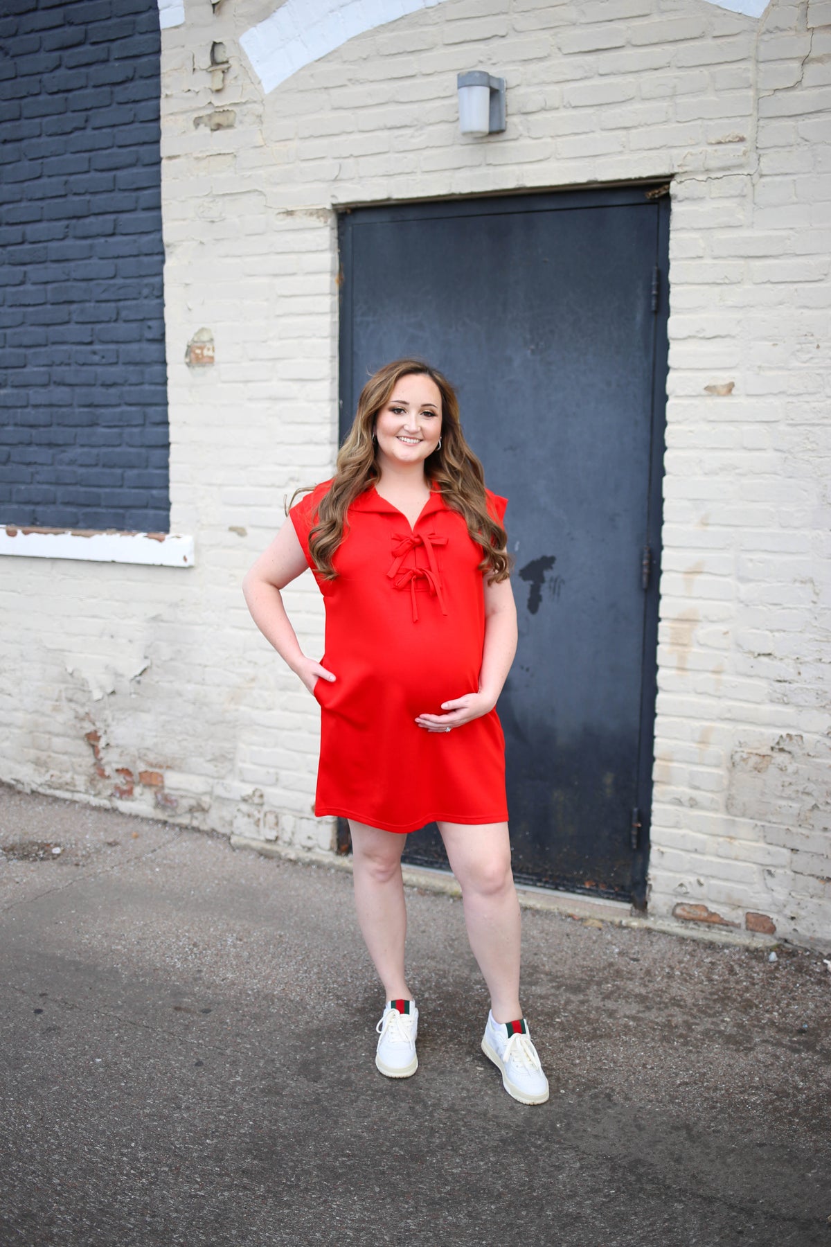 Red Tie Detail Athleisure Dress | Danielle Entro