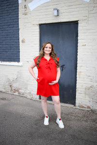 Red Tie Detail Athleisure Dress | Danielle Entro