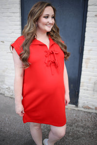Red Tie Detail Athleisure Dress | Danielle Entro