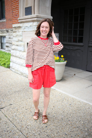 Red Mineral Wash French Terry Shorts | Raya Anniewear