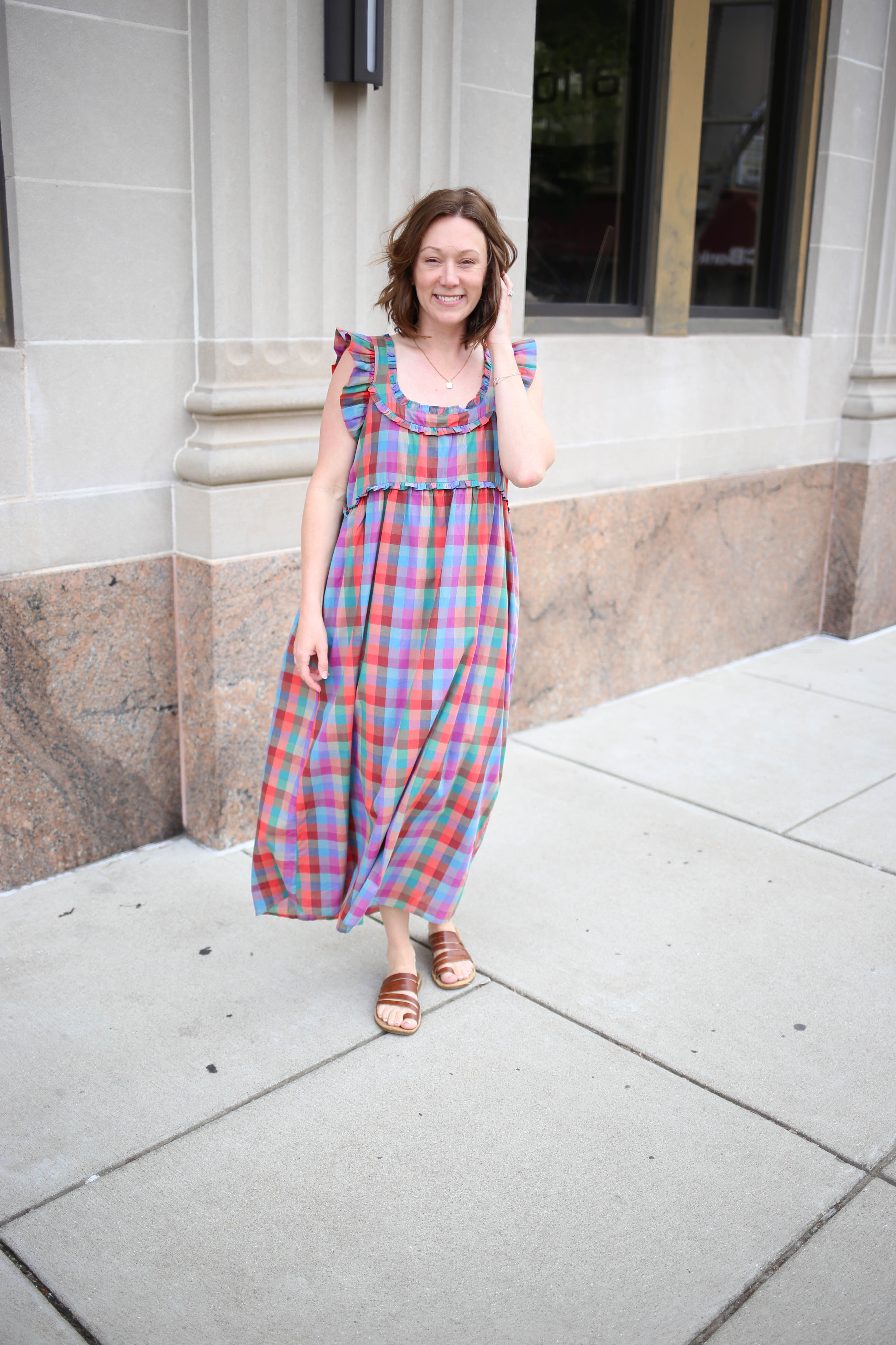 Multicolor Plaid Midi Dress