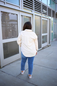 Khaki and Ivory Houndstooth Shacket | Boutique Elise | Eliza Blu Pepper