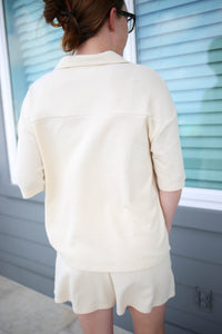 Oatmeal Lightweight Waffle Short Sleeve and Shorts Set | Sandy Hyfve