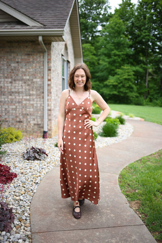 Brown Polka Dot Maxi Dress | Brittany Jodifl