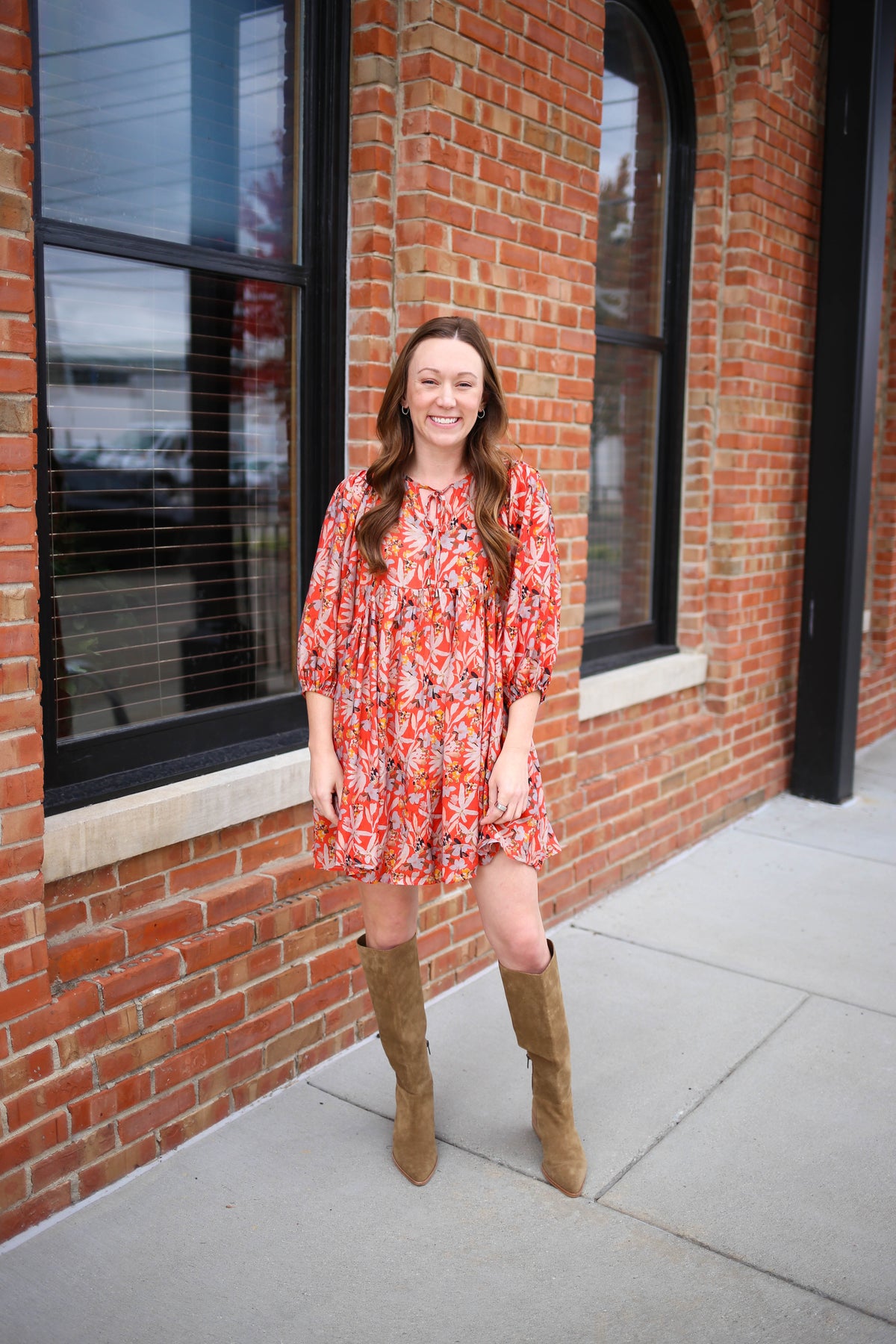 red floral print dress