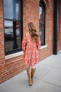 red floral print dress