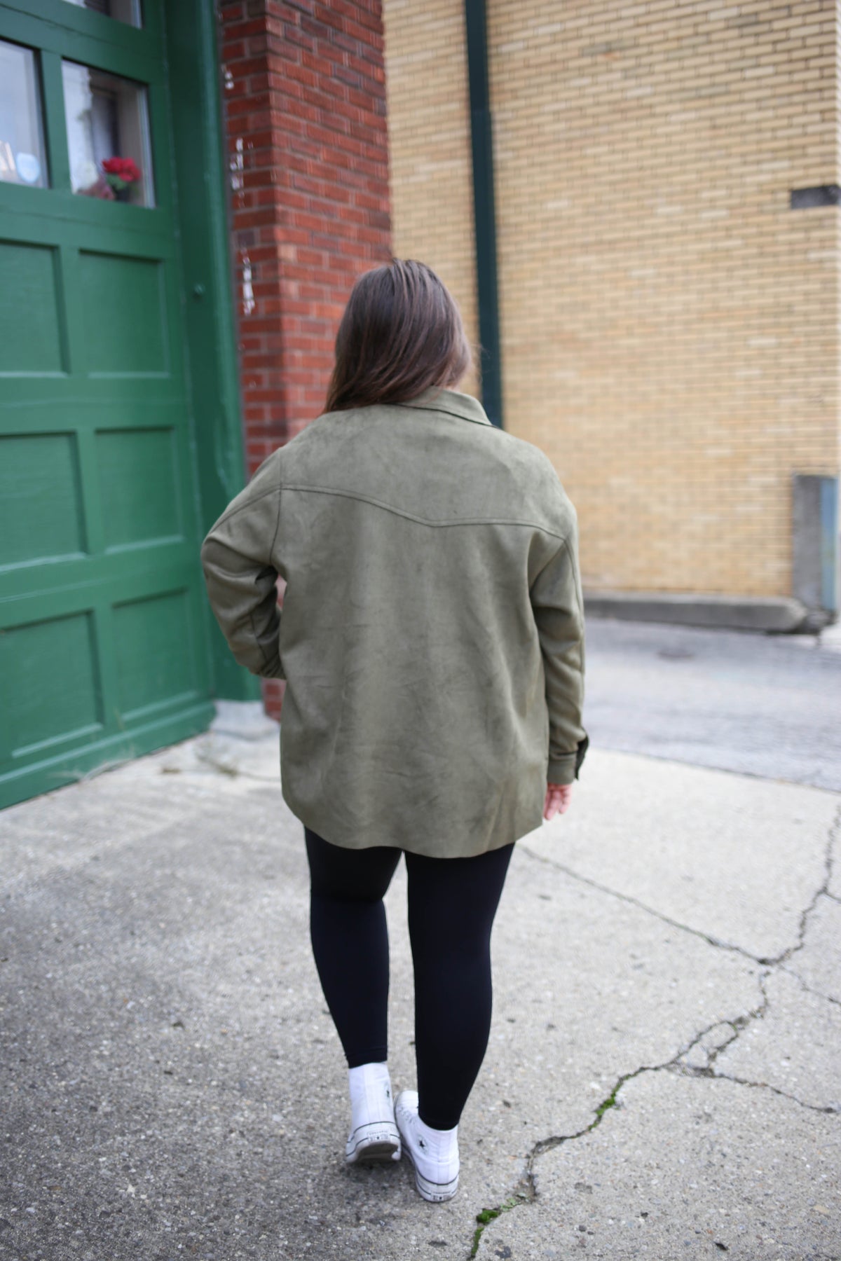 Olive Green Faux Suede Shacket | Boutique Elise | Ollie Hyfve