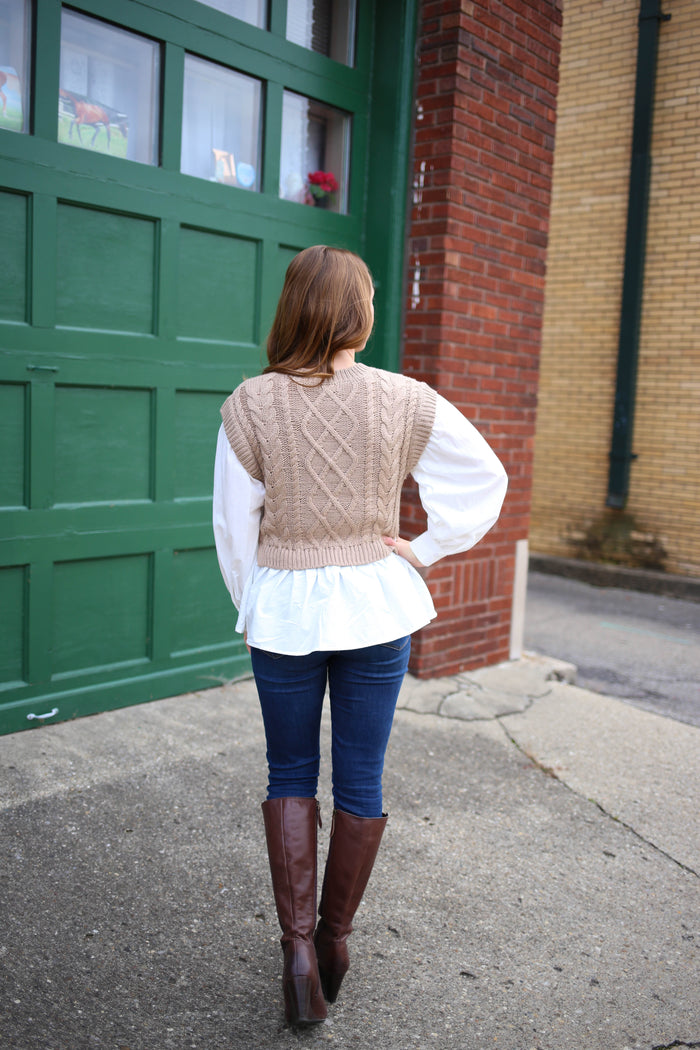 Ivory and Taupe Knit Sweater | Boutique Elise | Irene Blu Pepper