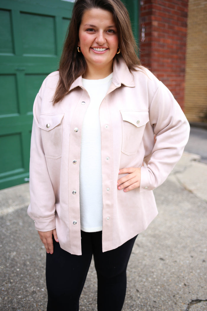 Ecru Faux Suede Shacket | Boutique Elise | Izzy Hyfve