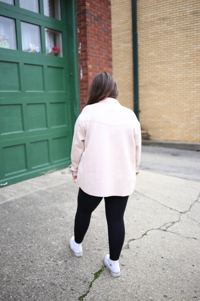 Ecru Faux Suede Shacket | Boutique Elise | Izzy Hyfve