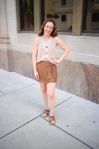 Brown Side Tie Skort | Sienna Staccato