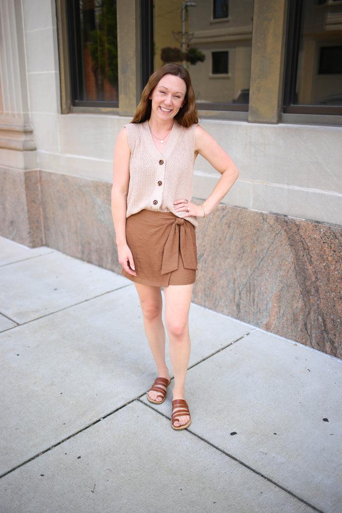 Brown Side Tie Skort | Sienna Staccato