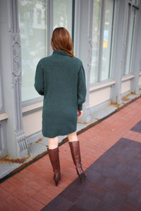 Hunter Green Mock Neck Sweater Dress | Boutique Elise | Aubree Blu Pepper