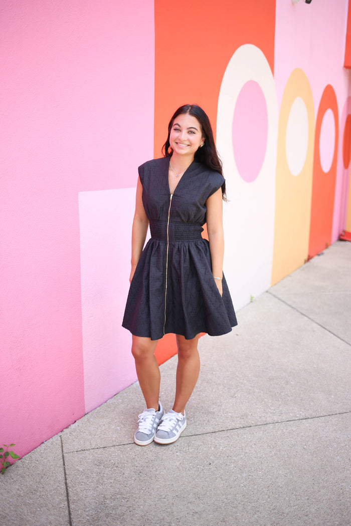 Black V-Neckline Mini Dress | Charlie Entro