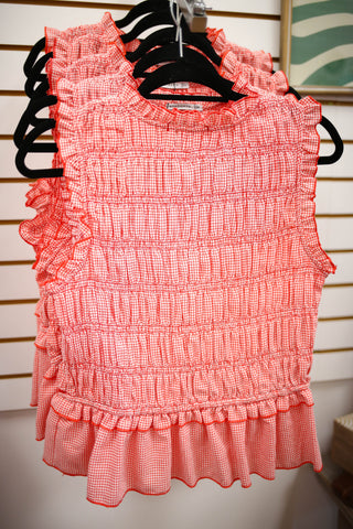 Red and White Gingham Tank Top | Heather Staccato