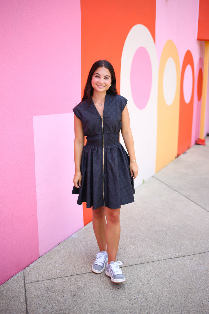 Black V-Neckline Mini Dress | Charlie Entro