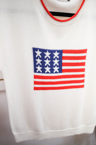 Off White American Flag Sleeveless Top | Amara Staccato